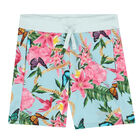 Girls Blue Floral Shorts, 2, hi-res