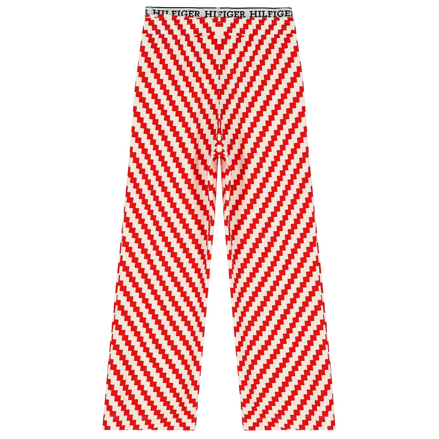 Girls Ivory & Red Zigzag Striped Trousers, 1, hi-res