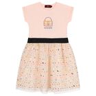 Girls Pink Logo Sequin Dress, 3, hi-res