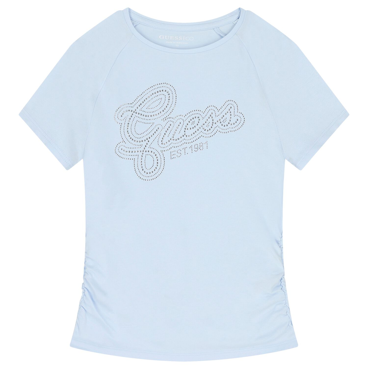 Girls Blue Embellished Logo T-Shirt, 3, hi-res