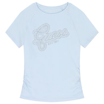 Girls Blue Embellished Logo T-Shirt
