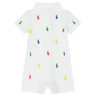 Baby Boys White Logo Polo Romper, 1, hi-res