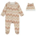 Beige & Brown Zig Zag Babygrow Set, 1, hi-res