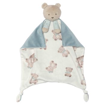 White & Blue Teddy Bear Baby Comforter