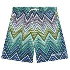Boys Multi-Coloured Zigzag Swim Shorts, 1, hi-res