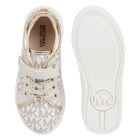 Girls Ivory & Gold Logo Trainers, 1, hi-res