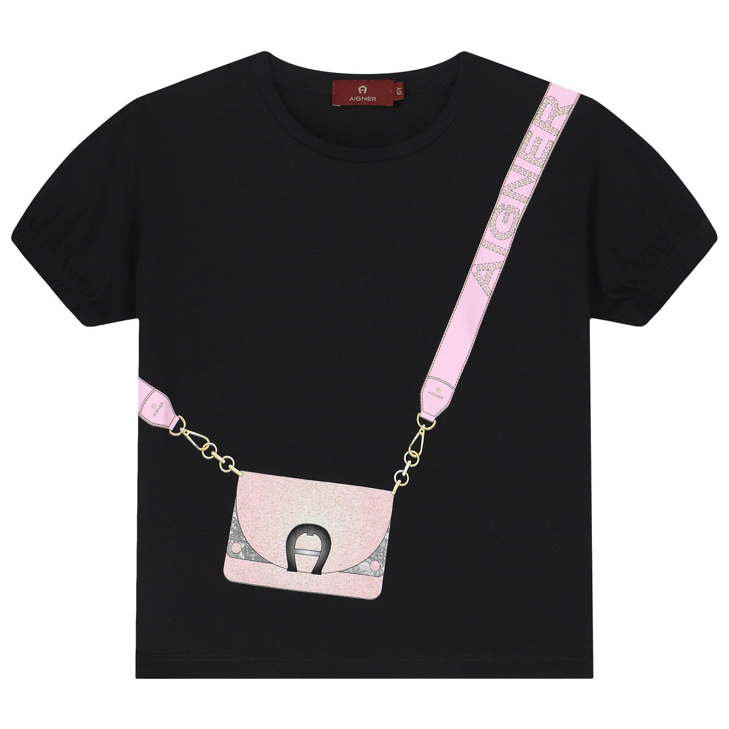 Girls Black Logo Bag T-Shirt, 2, hi-res