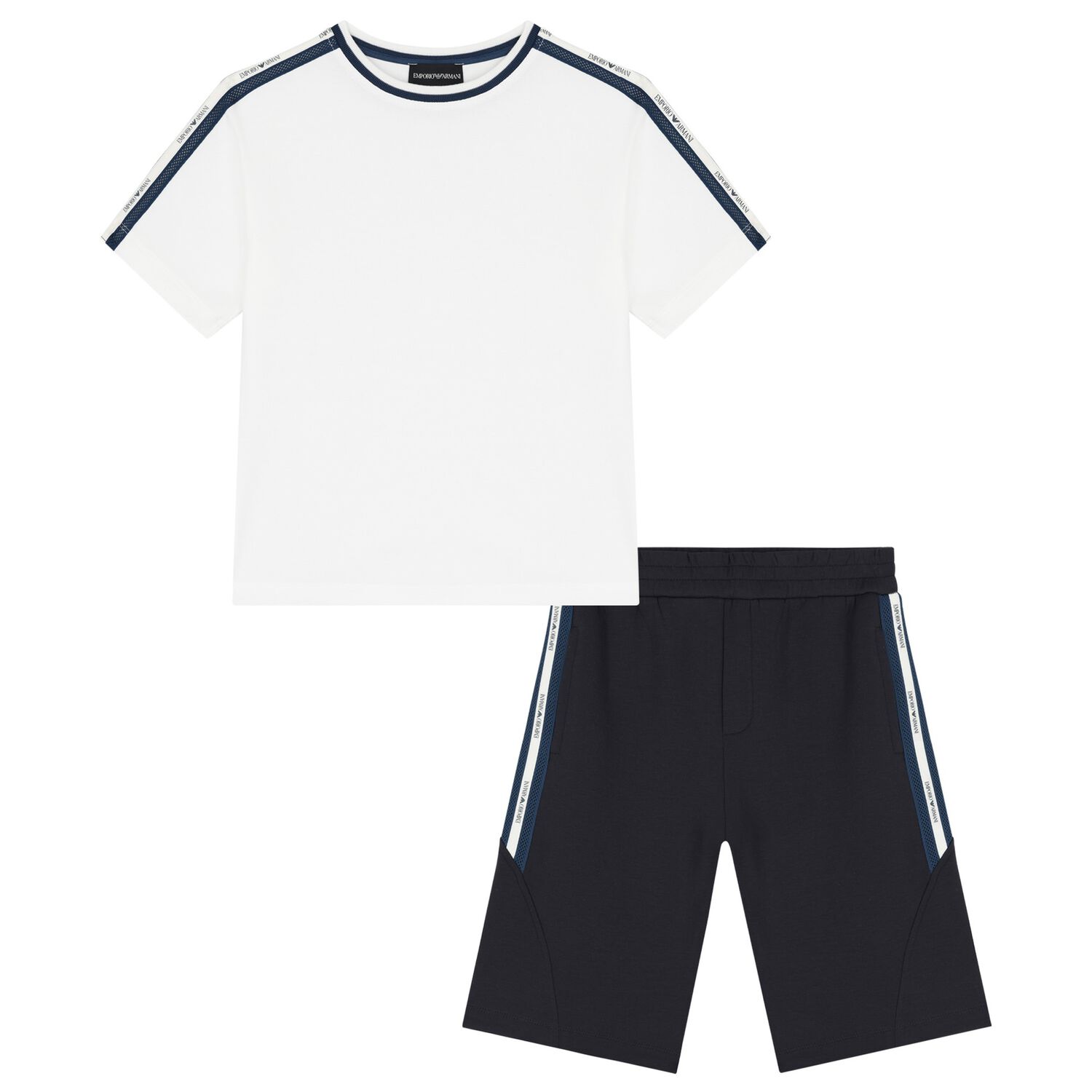 Boys Ivory & Navy Blue Shorts Set, 1, hi-res image number null