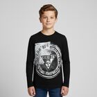 Boys Black Logo Long Sleeve Top, 1, hi-res