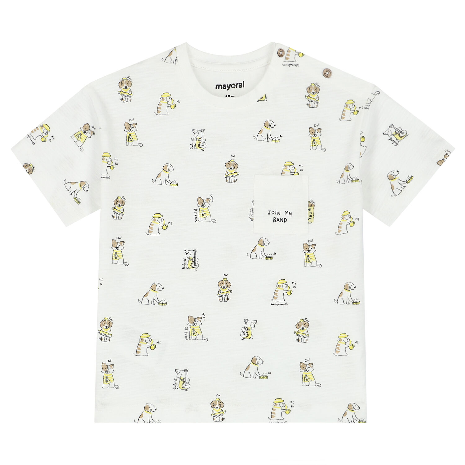 Younger Boys White Dogs T-Shirt, 1, hi-res