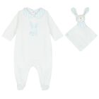 Baby Boys White & Blue Rabbit Babygrow Giftset, 2, hi-res