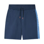 Boys Navy Tape Logo Shorts, 1, hi-res