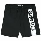 Boys Black Logo Swim Shorts, 1, hi-res