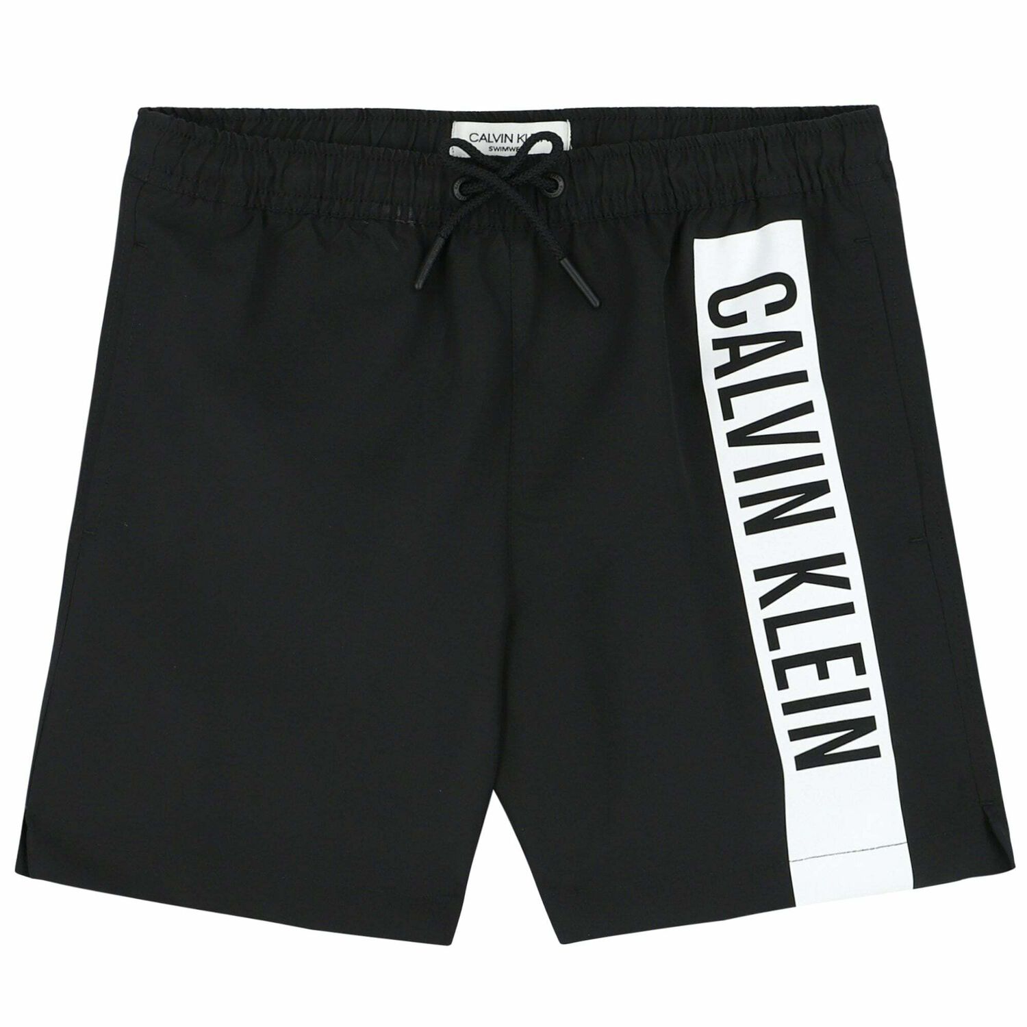 Boys Black Logo Swim Shorts, 1, hi-res
