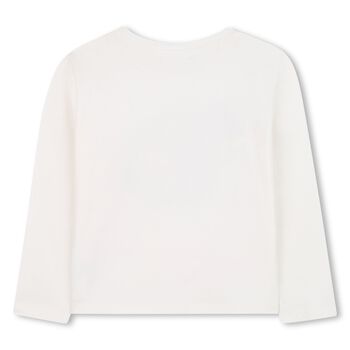 Girls Ivory Cat Long Sleeve Top
