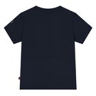 Younger Boys Navy Blue & Gold Logo T-Shirt, 2, hi-res