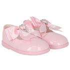 Baby Girls Pink Bow Leather Shoes, 1, hi-res