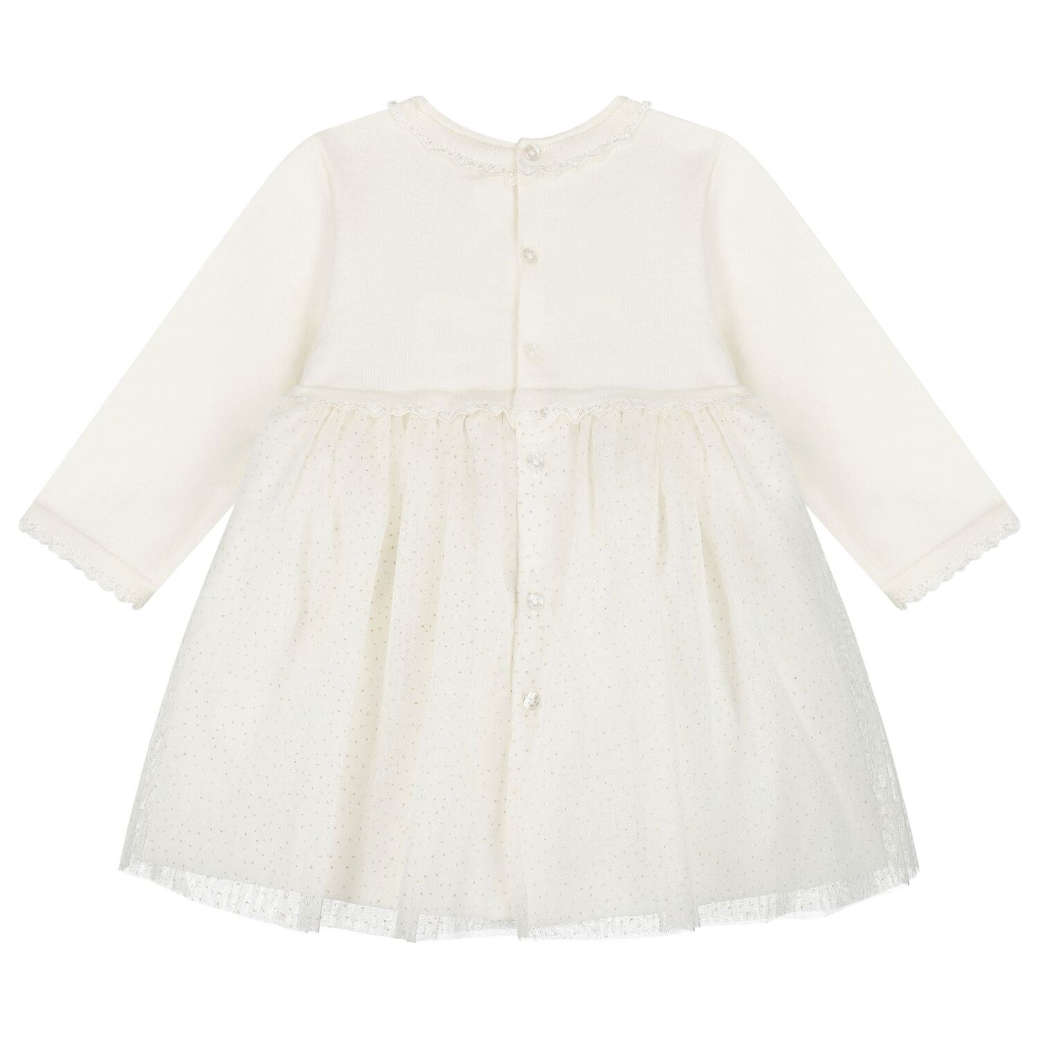 Baby Girls Ivory Tulle Dress, 1, hi-res