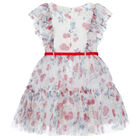 Girls Ivory Cherry Tulle Dress, 1, hi-res
