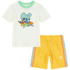 Ivory & Yellow Logo Shorts Set, 1, hi-res