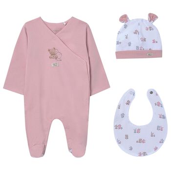 Girls Pink & White Babygrow Gift Set (3 Piece)
