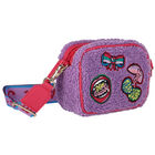 Girls Purple Logo Shearling Shoulder Bag, 1, hi-res