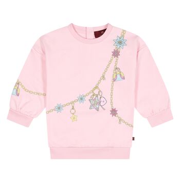 Younger Girls Pink & Gold Chain Logo Sweatshirt