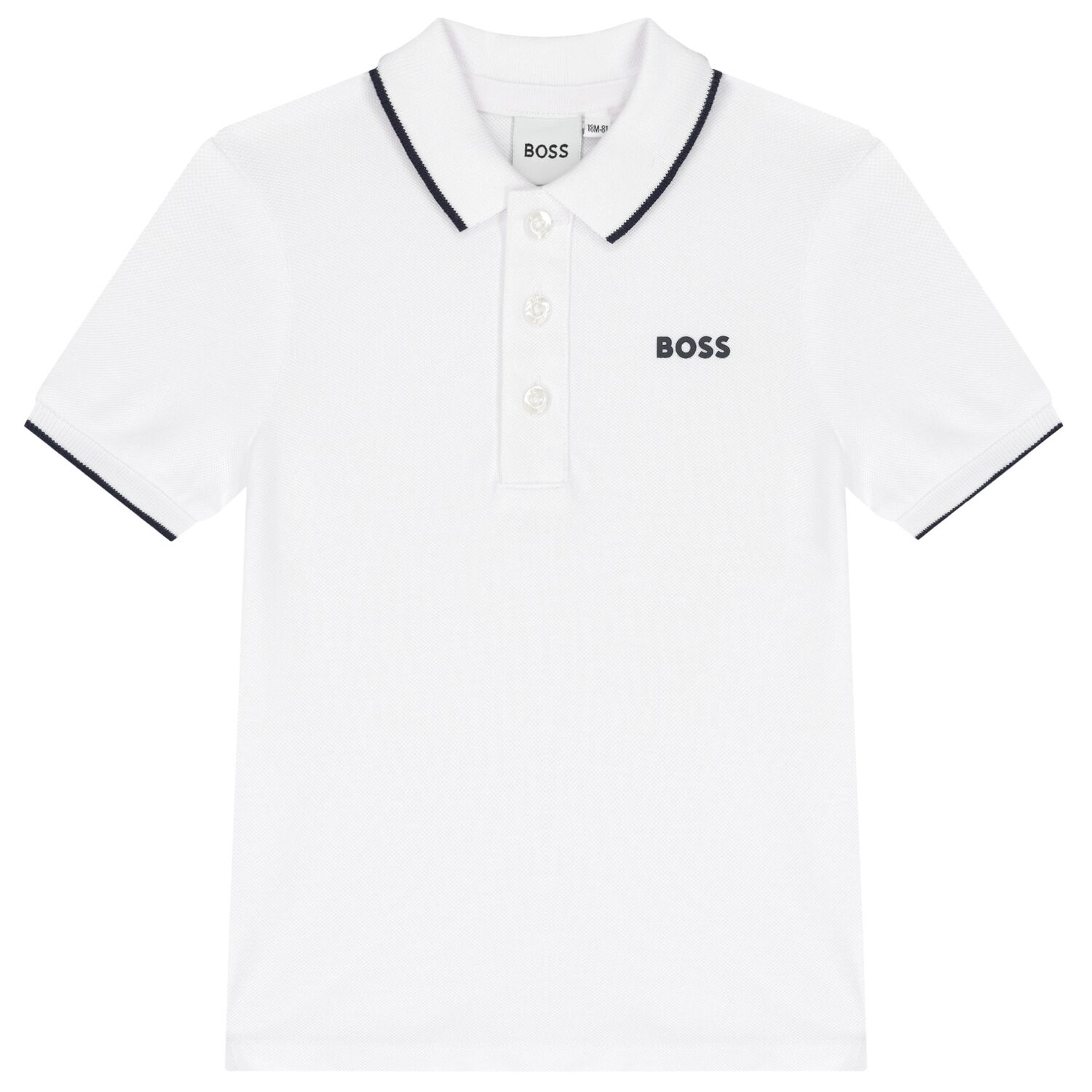 Younger Boys White Logo Polo Shirt, 2, hi-res
