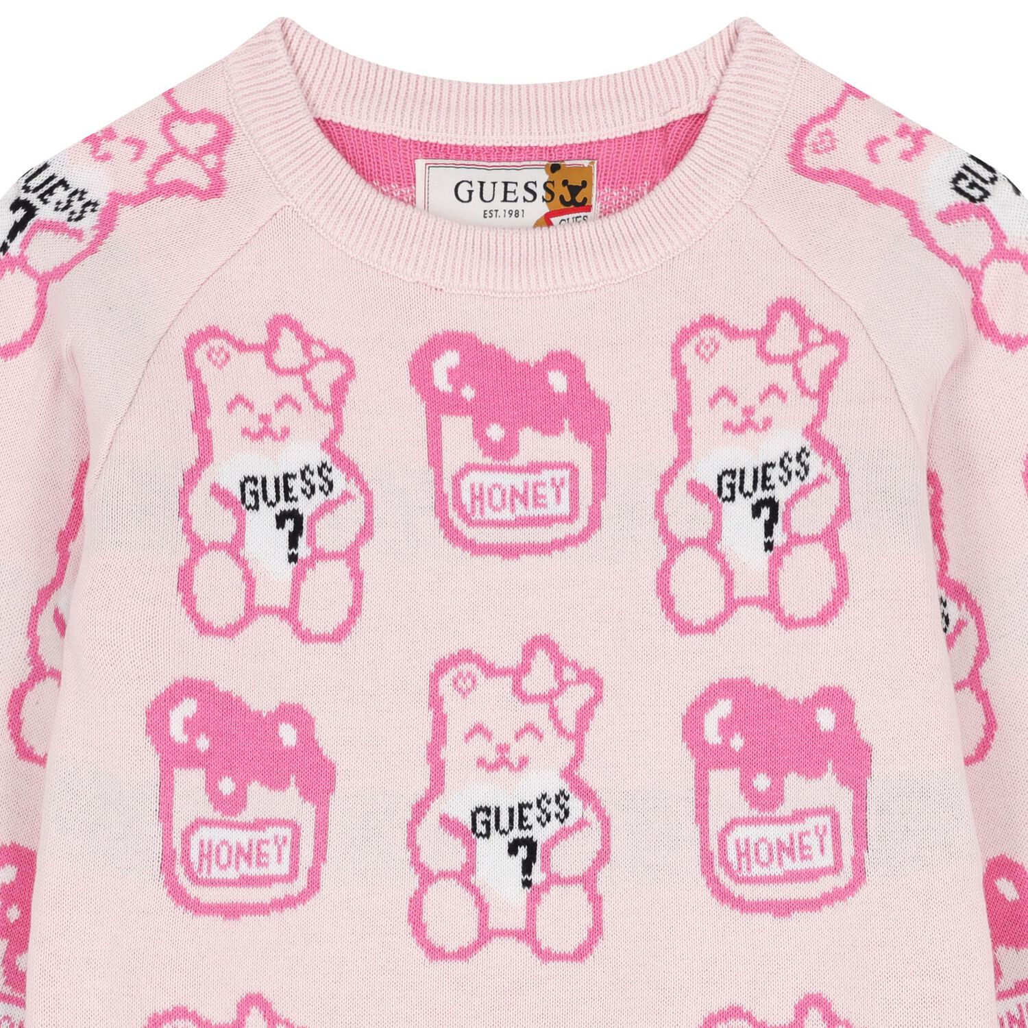 Girls Pink Teddy Bear Sweatshirt, 2, hi-res image number null