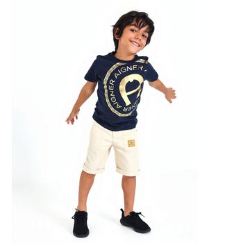 Boys Beige Logo Shorts