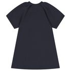 Girls Navy Blue Logo Bag Dress, 1, hi-res