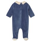 Baby Boys Beige & Blue Babygrow, 2, hi-res
