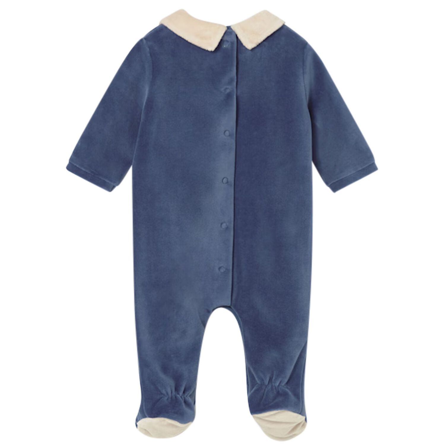 Baby Boys Beige & Blue Babygrow, 2, hi-res