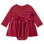 Baby Girls Red Bow Bodysuit Dress, 2, hi-res