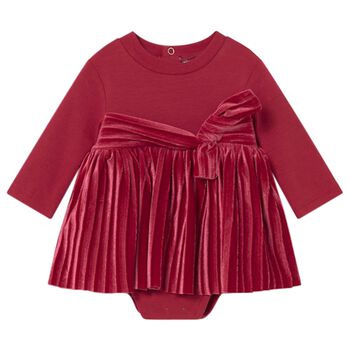 Baby Girls Red Bow Bodysuit Dress