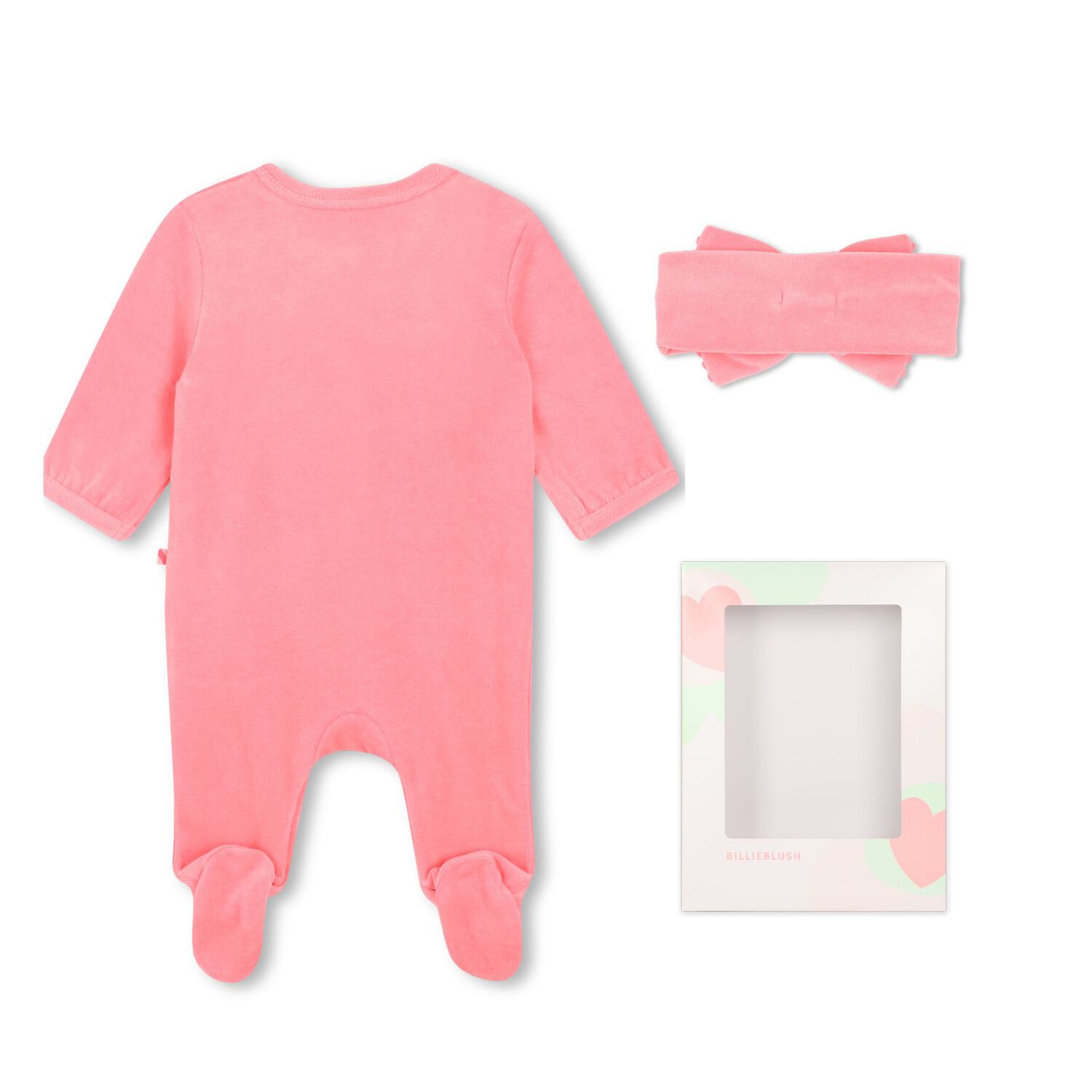 Baby Girls Pink Velvet Babygrow Gift Set, 1, hi-res