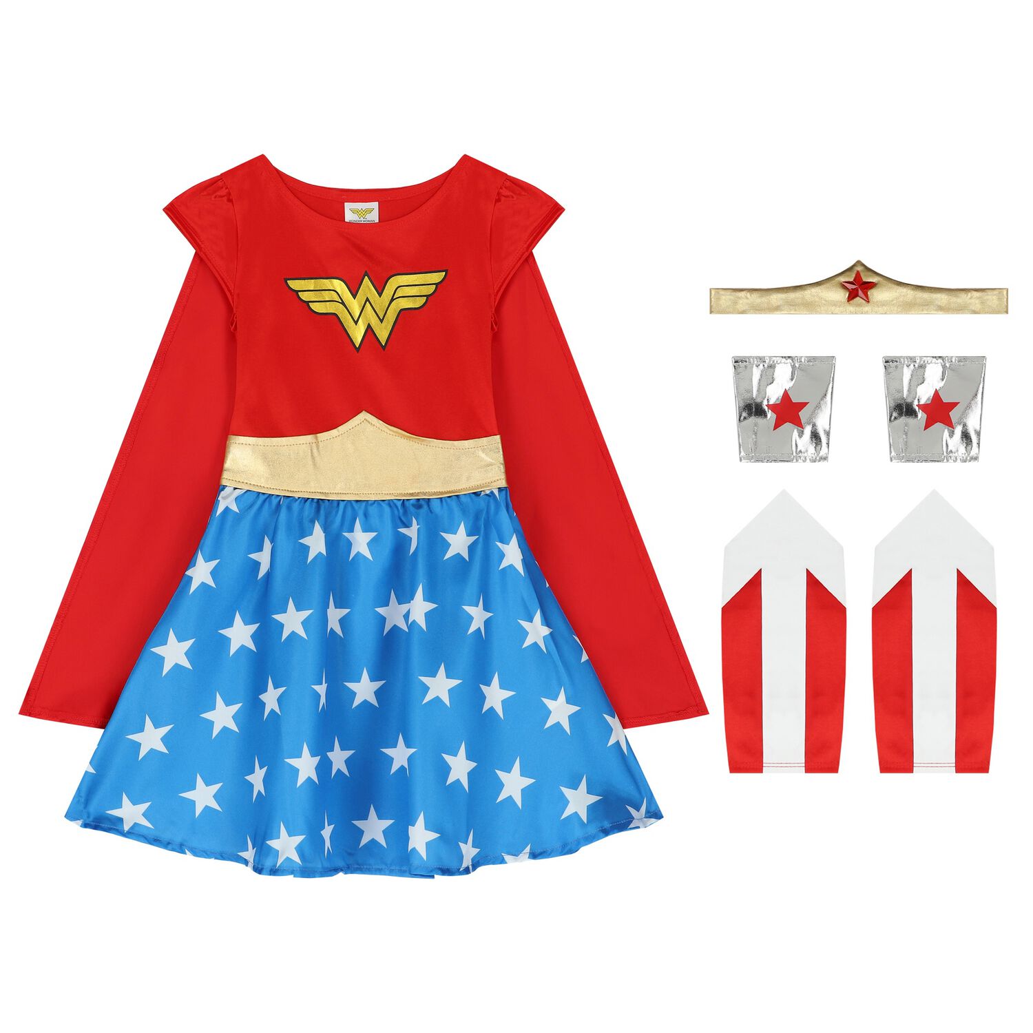 Girls Red & Blue Wonder Woman Costume, 1, hi-res