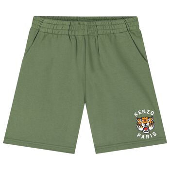 Boys Khaki Tiger Logo Shorts