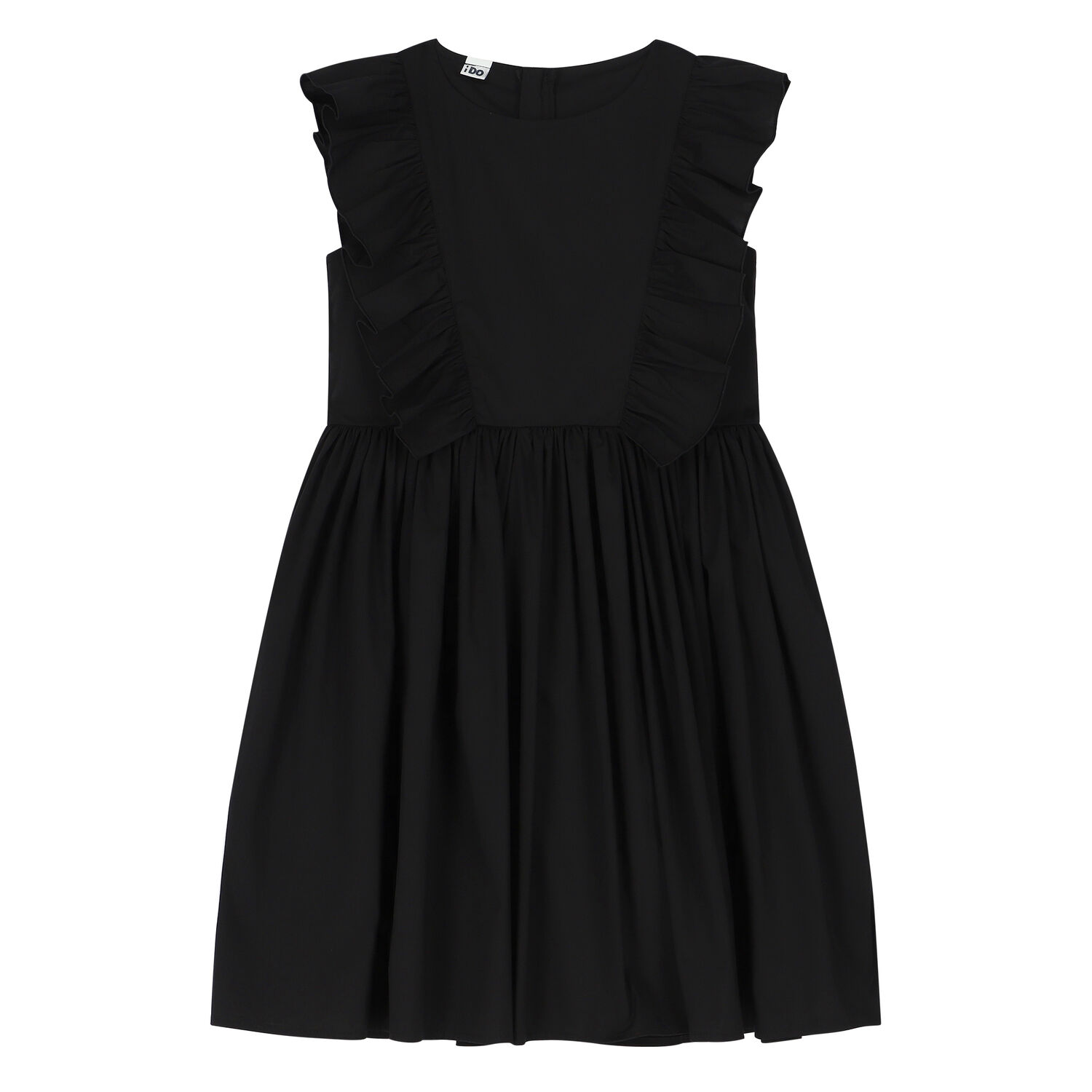 Girls Black Ruffled Dress, 1, hi-res
