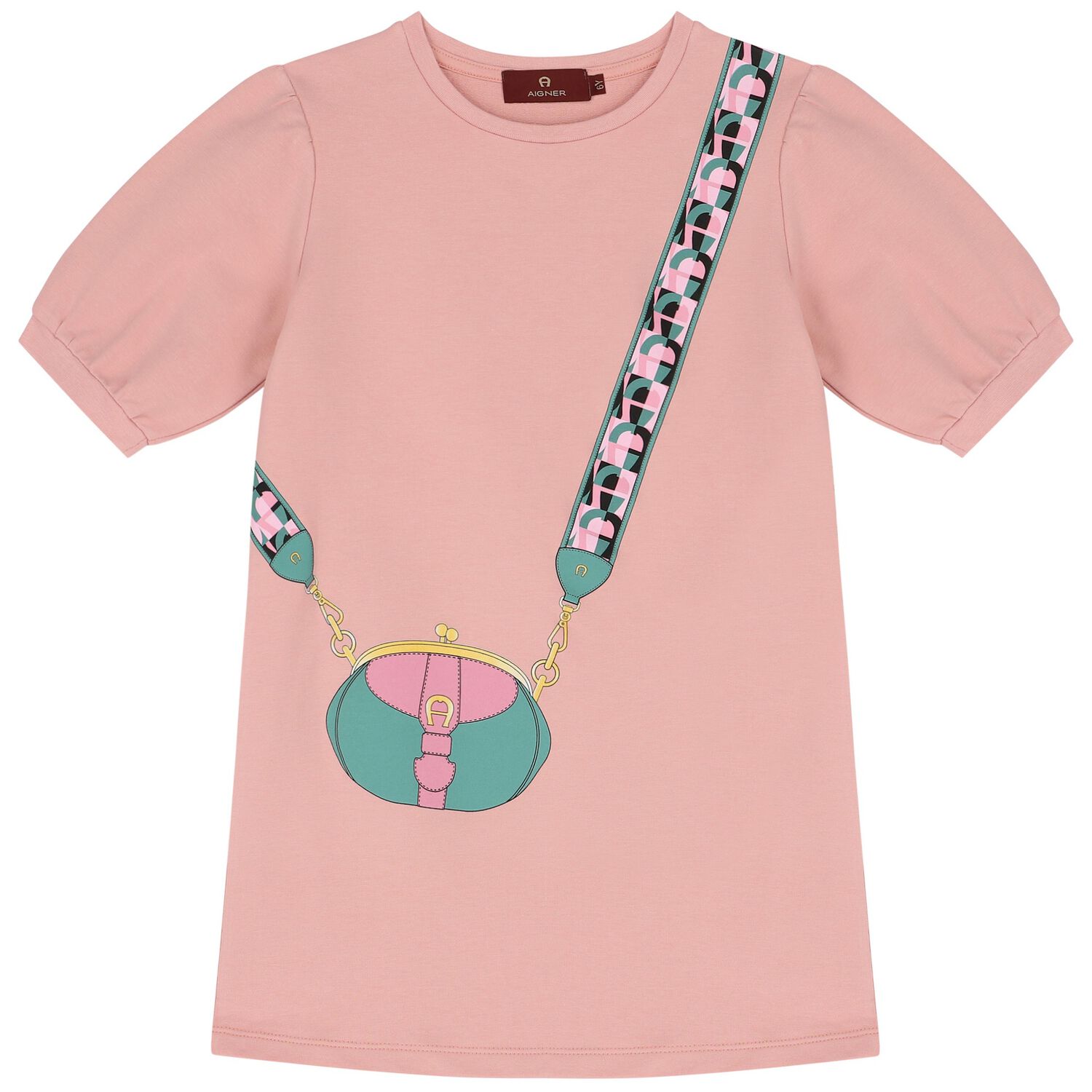 Girls Pink Logo Bag Dress, 2, hi-res