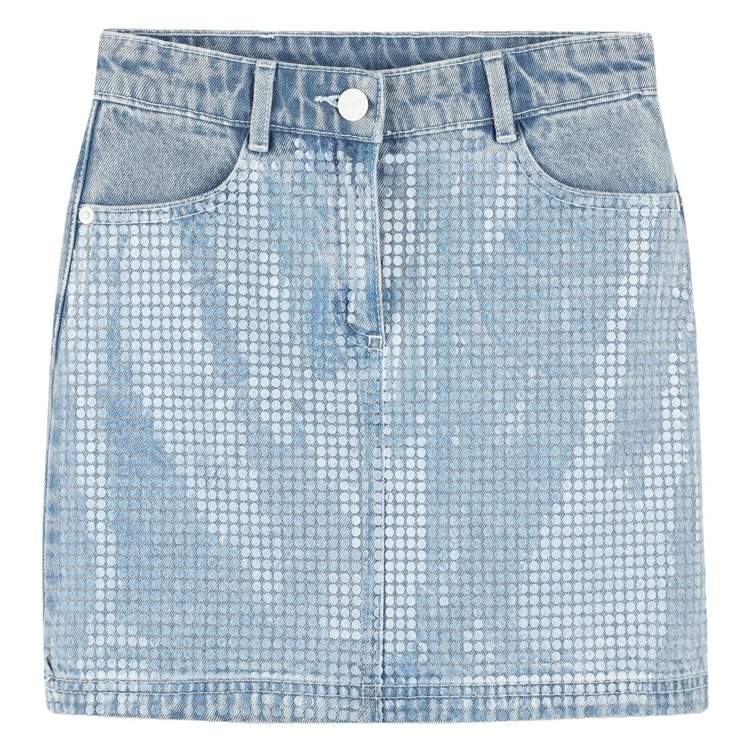 Girls Blue Denim Skirt, 1, hi-res