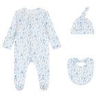Baby Boys White & Blue Toile de Jouy Babygrow Set, 1, hi-res