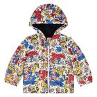 Younger Boys White Logo Padded Puffer Jacket, 1, hi-res