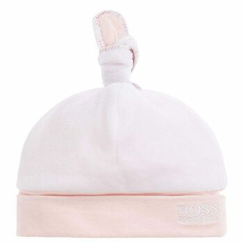 Baby Girls White & Pink Hat