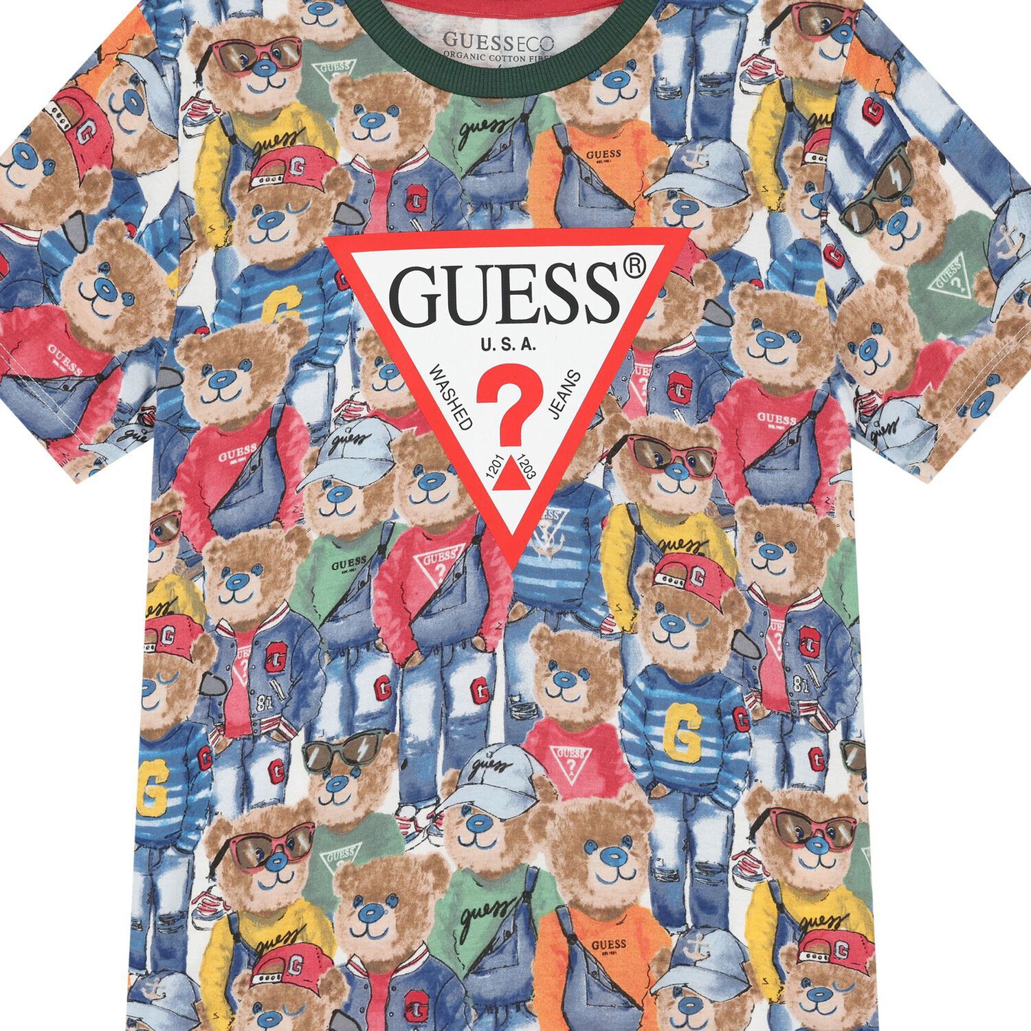 Boys Multi-Coloured Teddy Bear Logo T-Shirt, 2, hi-res