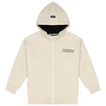 Ivory Logo Hooded Zip Up Top