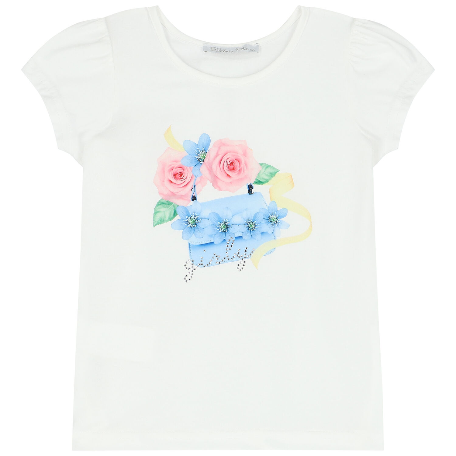 Girls Ivory & Blue Floral Skirt Set, 1, hi-res image number null