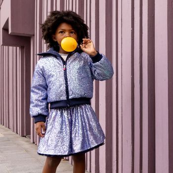 Girls Navy Blue Embellished Jacket