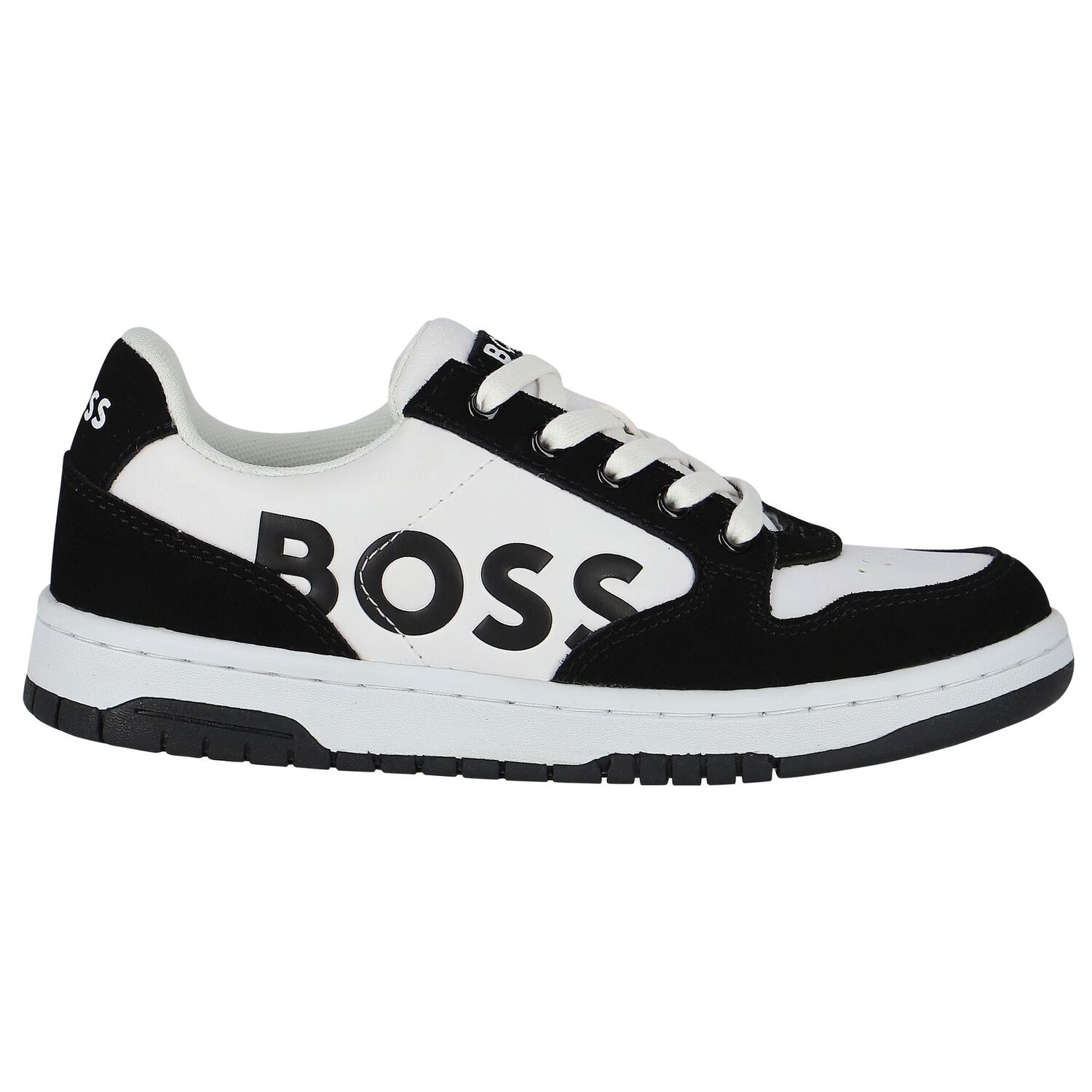 Boys Black & White Logo Trainers, 1, hi-res image number null