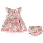 Baby Girls Pink & Silver Jacquard Dress Set, 1, hi-res